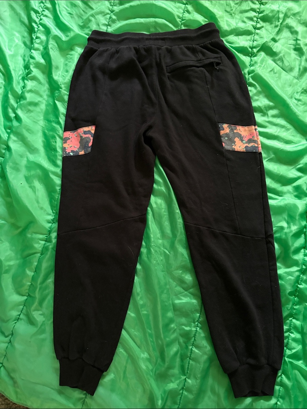 Uni sex cookies Black Jogger Sweatpants Orange Camo zipper pocket - large - Picture 7 of 8
